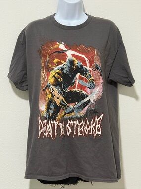 dark gray DC DeathStroke graphic tee